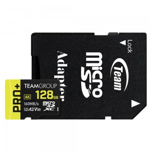 Carte microSDXC TEAMGROUP 128 Go UHS-I U3 V30 A2 avec adaptateur SD