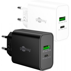 Goobay 30 W Chargeur Rapide Double USB-C PD GaN noir