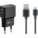 Goobay 12 W Kit de Charge Double Micro-USB noir